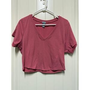 Tillys Cropped ribbed t shirt Mauve Pink Size XL